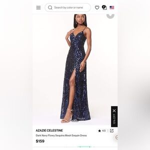 AZAZIE CELESTINE Dark Navy Flowy Sequins Mesh Sequin Dress